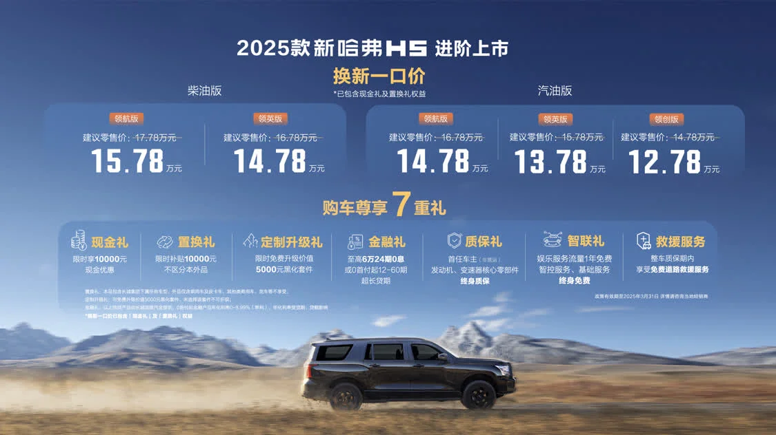 2025款哈弗H5正式上市，一口价12.78万起